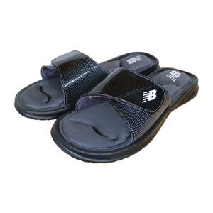 New Balance Black & Gray Slides Sandals Women Size 7 B Plush Foam Footbed